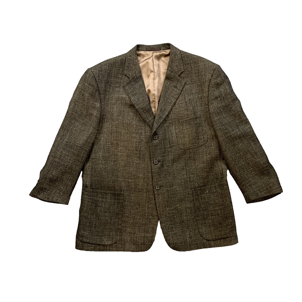 Vintage Givenchy Blazer Men 46 Short Black Wool Silk Linen Blend Monsieur Jacket